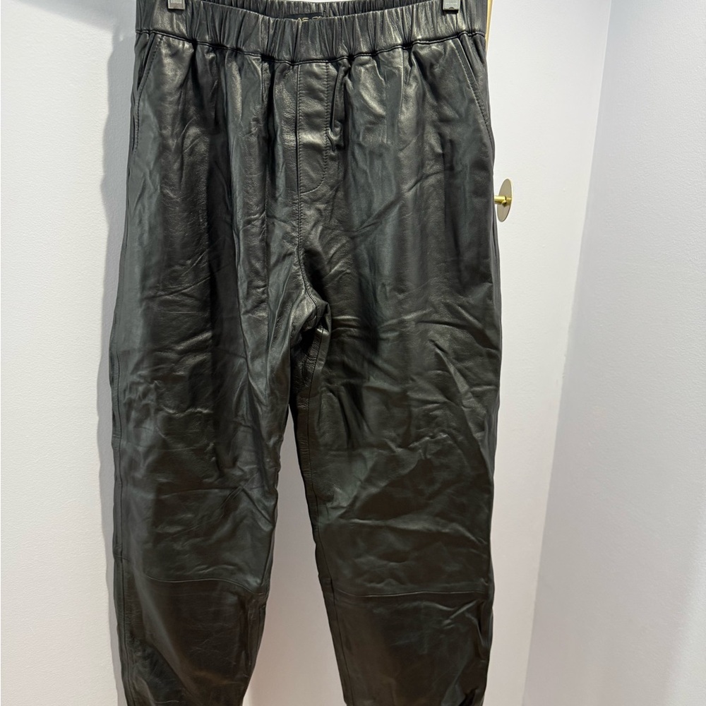 AS by DF Black Leather Joggers High Waisted Tapered Pants Large L